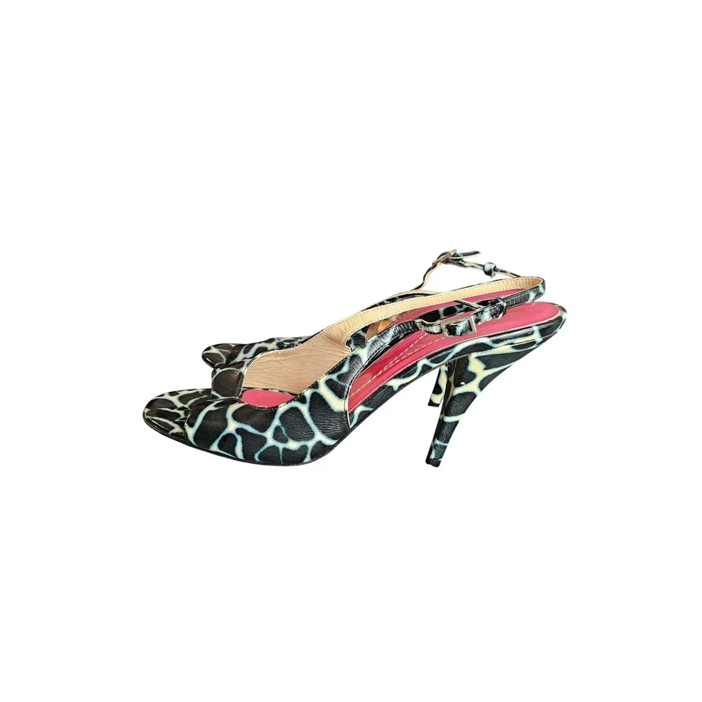 Kate‎ Spade Patent Leather Animal Print Heels Sandals Size 8.5B